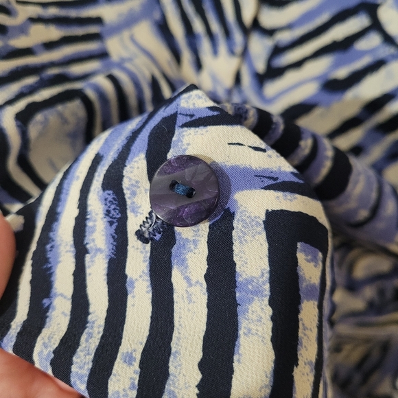 80s blue stripe tile print shirt - Picture 6 of 10